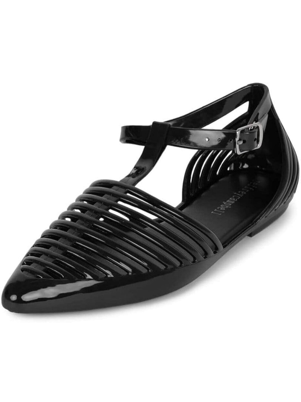 Jeffrey Campbell Black Strappy Pointed Jelly Flat